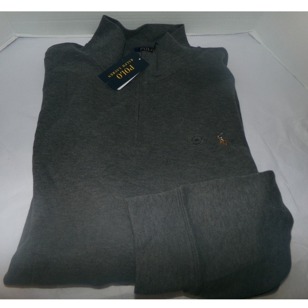 Polo Ralph Lauren Mens XXL Estate-Rib Gray 1/4 Zip Pullover Sweater NWT